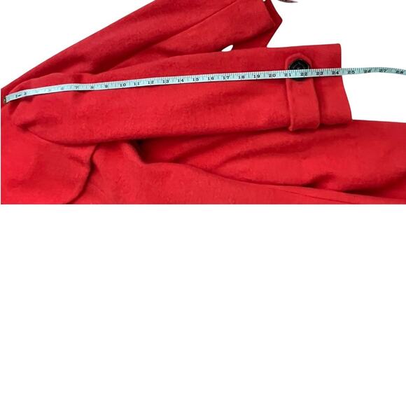Red Princess Fit and Flare Wool Coat with Belt and Black Rose Buttons Size S/M - Picture 4 of 8